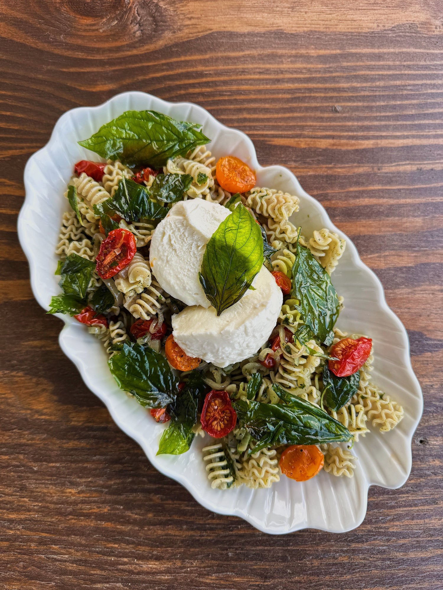 Roasted Cherry Tomato and Crispy Basil Radiatori Salad